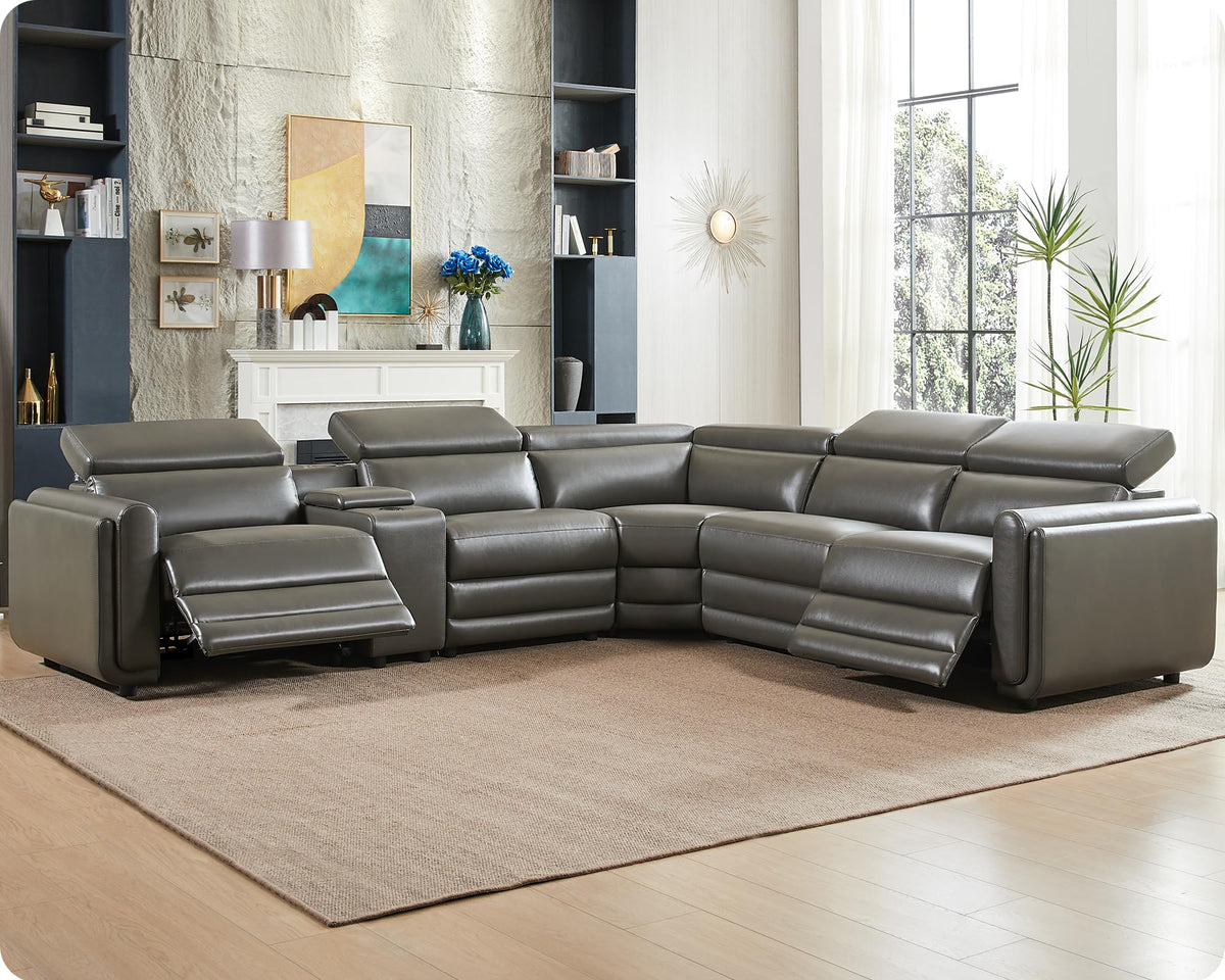 Vesper Dual Power Electric Reclining Sofa-Dark Grey