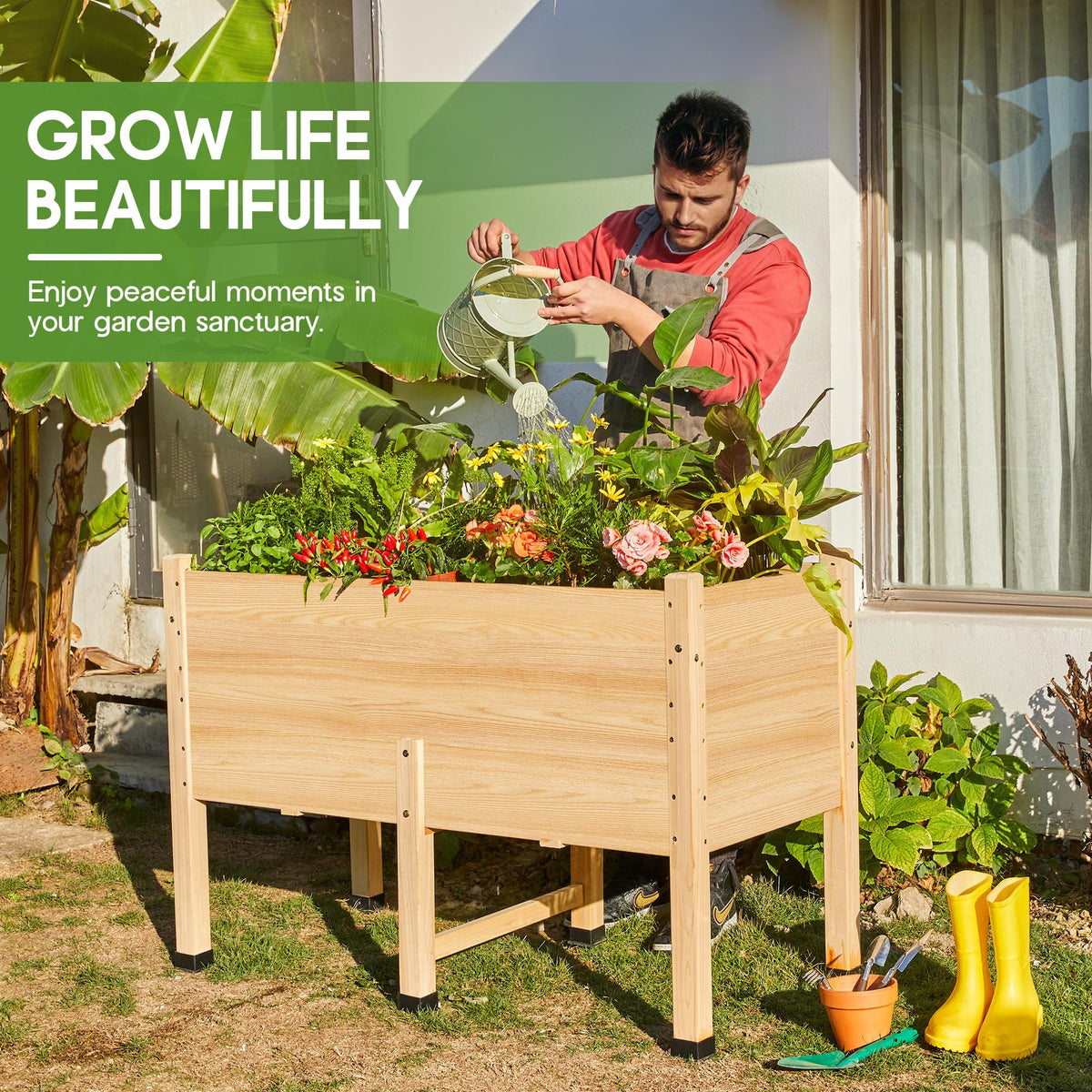 Cultiva Solid Fir Wood Raised Garden Bed-4*2FT