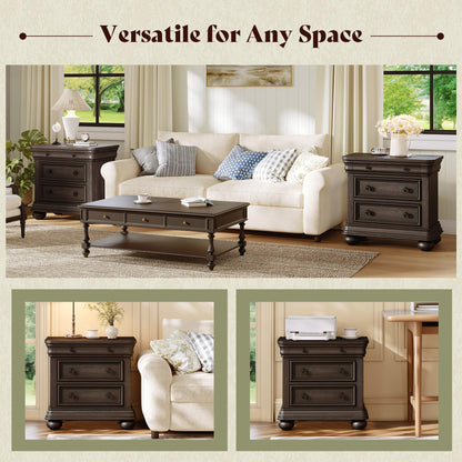 Bun Fully Assembly Wood Nightstand-26"-1PC-Dark Walnut