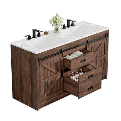 Bourbon Sliding Barn Vanity 60 inch Rustic Brown