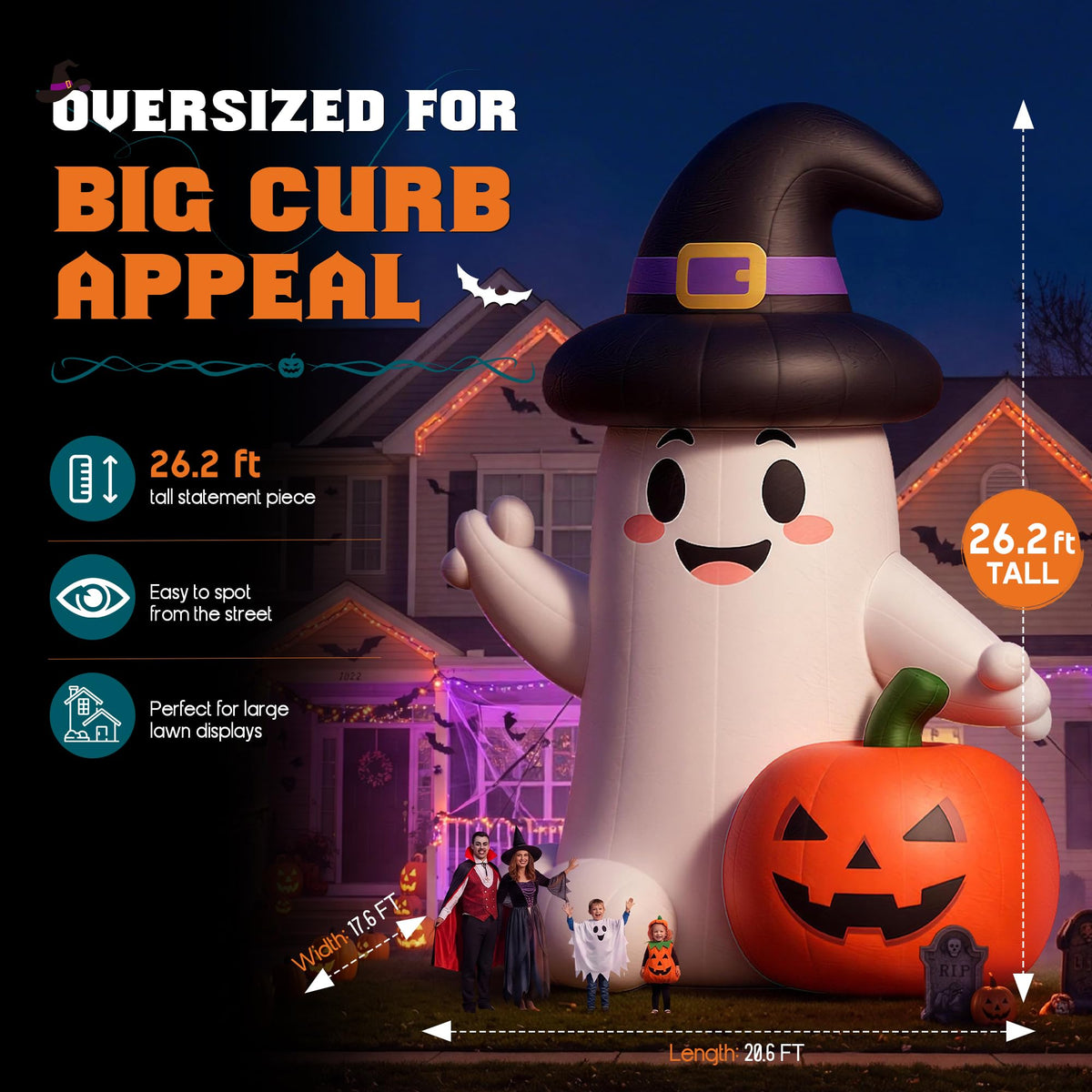 Giant Halloween Inflatable Ghost & Pumpkin-Ghost & Pumpkin Combo-26.2 FT