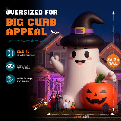 Giant Halloween Inflatable Ghost & Pumpkin-Ghost & Pumpkin Combo-26.2 FT