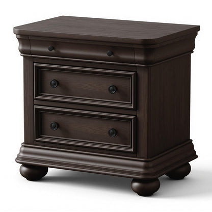 Bun Fully Assembly Wood Nightstand-26"-2PC-Dark Walnut