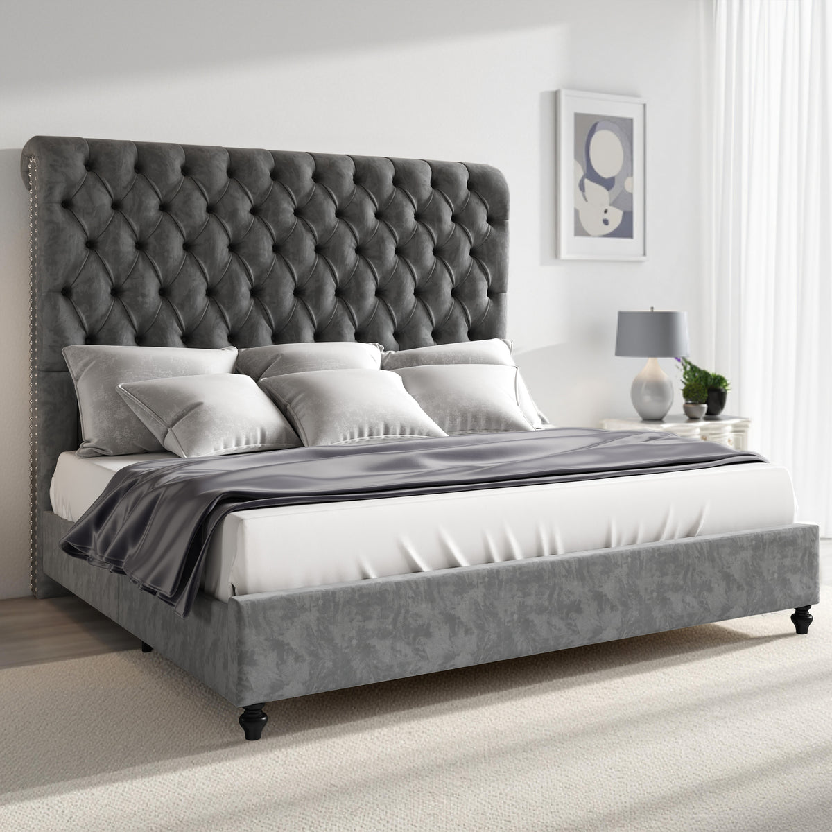 Curl Bed Frame Amerlife-Gray