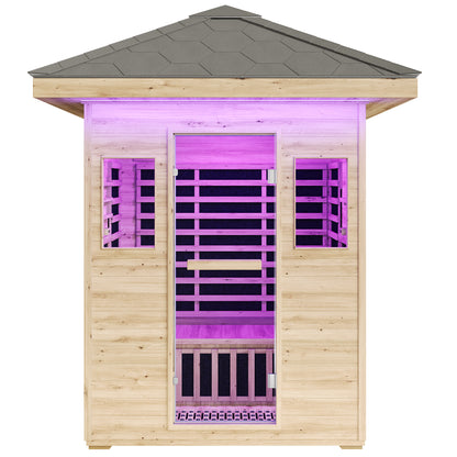 Low EMF Infrared Saunas for Home Amerlife Outdoor 3-Person 60.2*43.3*98.4 Inch 