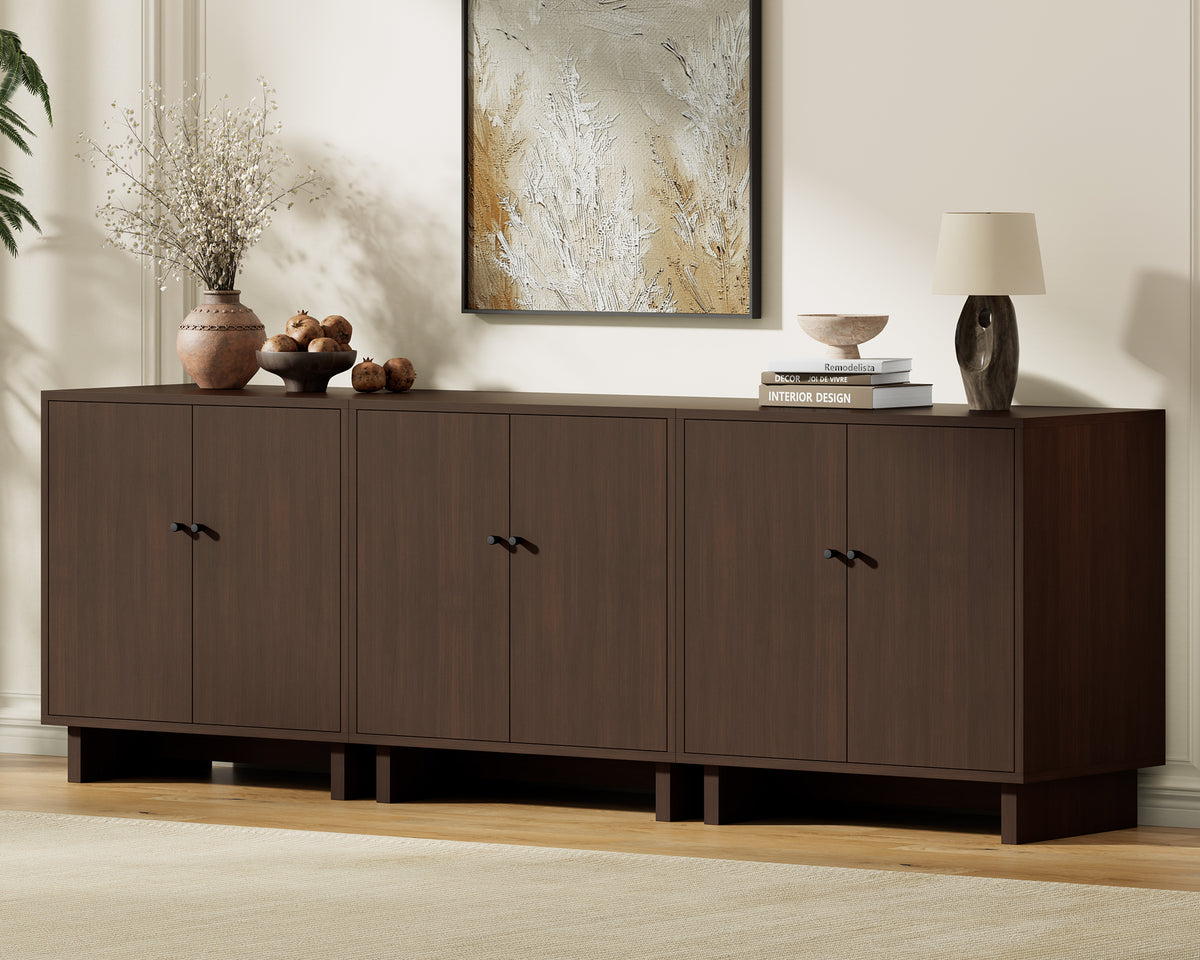 MKG002 Modular Storage Cabinet-3pc-F-walnut